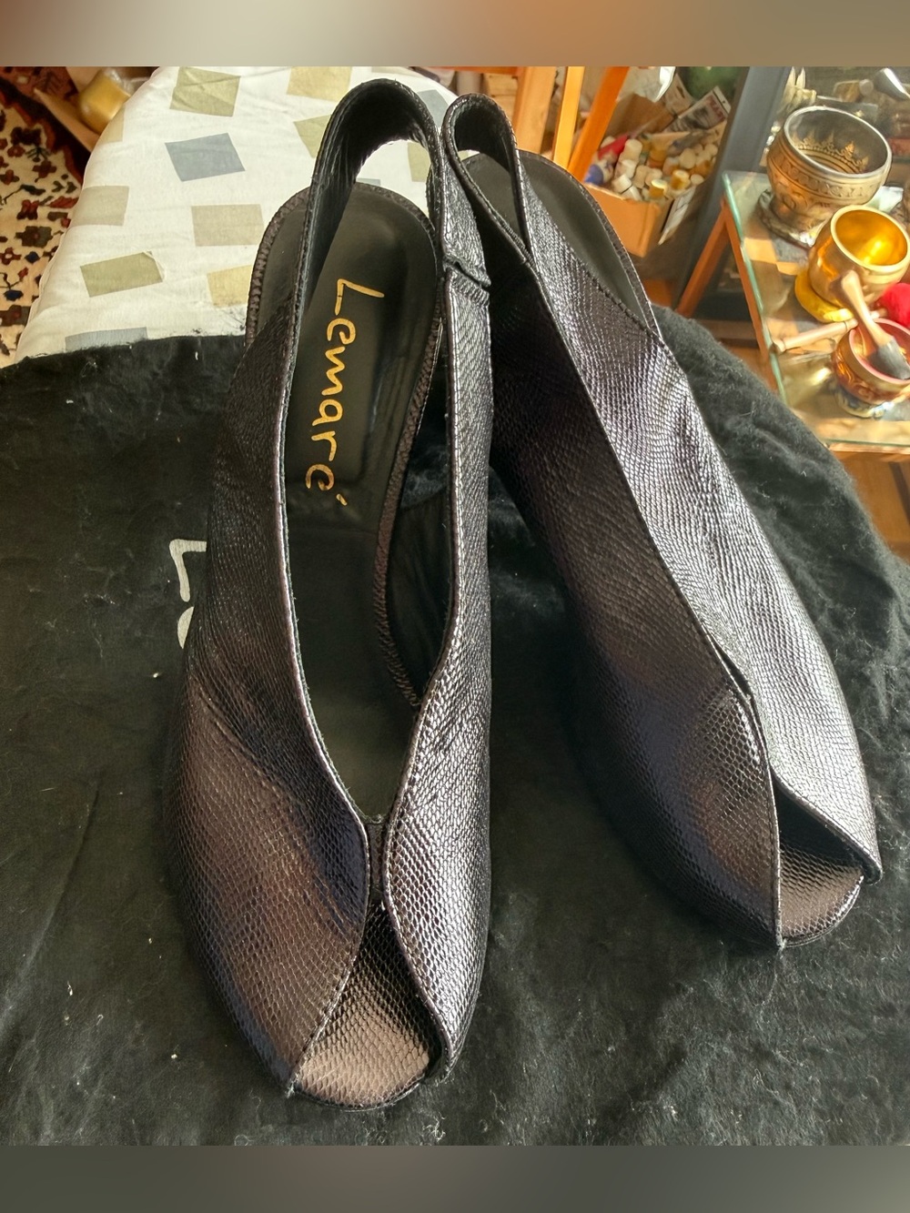 Lemare Italian  Peep-Toe Slingback Heels